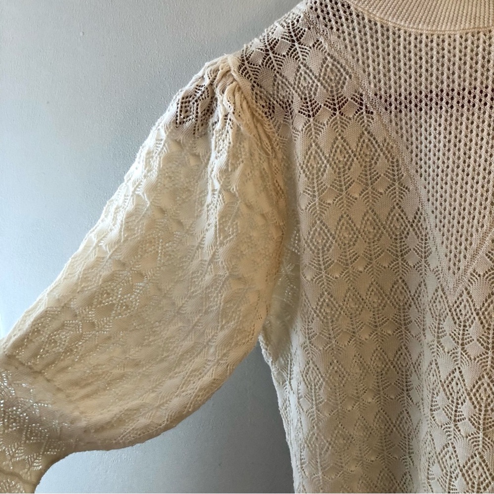 Zara Cream Lace-Knit Ruffled Turtleneck Sweater - Picture 3 of 9
